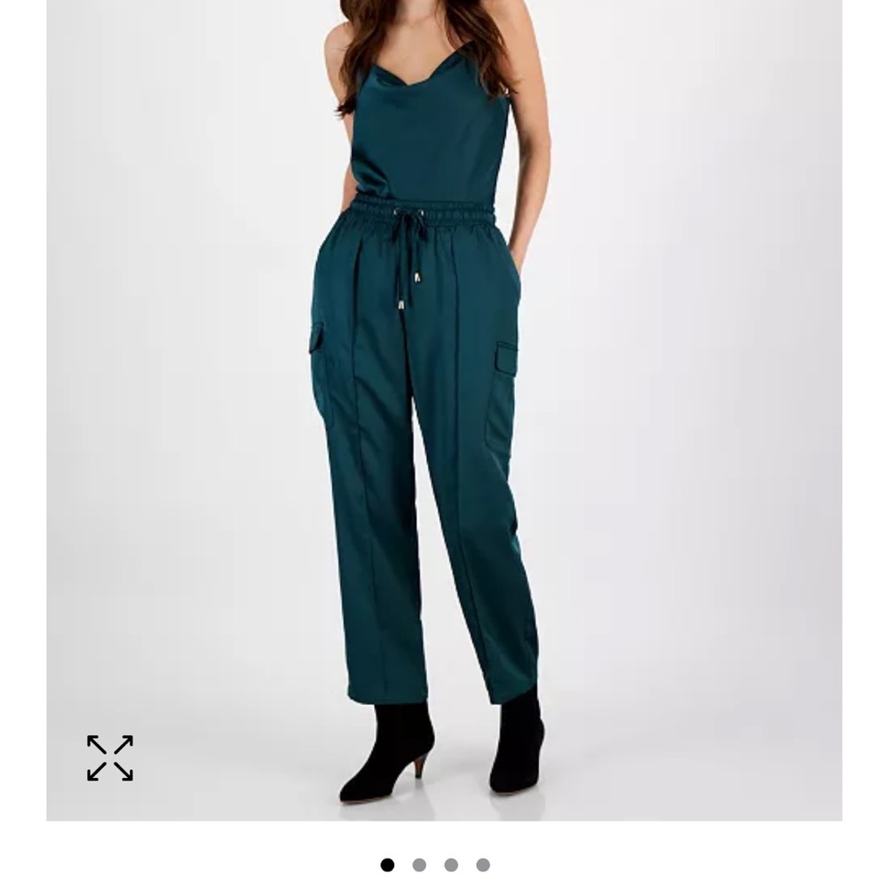 Teal Juniper Women's satin cargo pants